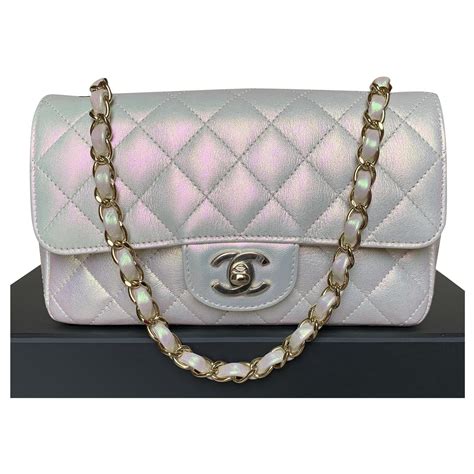 iridescent white chanel bag|Chanel flap bags.